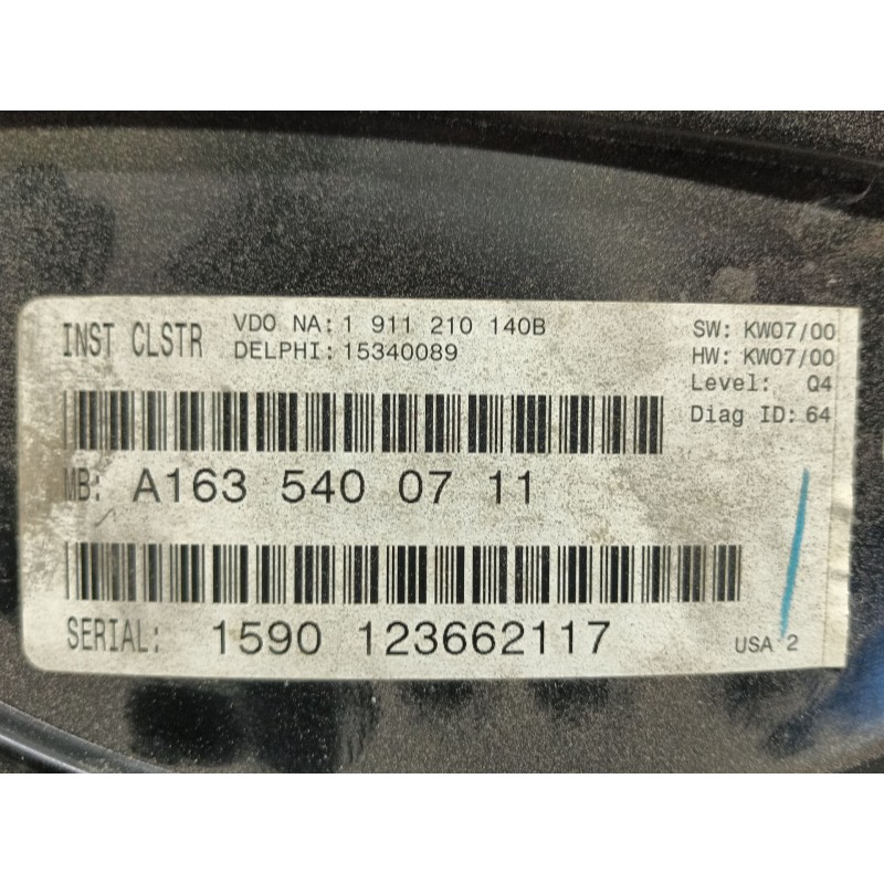 Recambio de cuadro instrumentos para mercedes-benz clase m (w163) 320 (163.154) referencia OEM IAM   