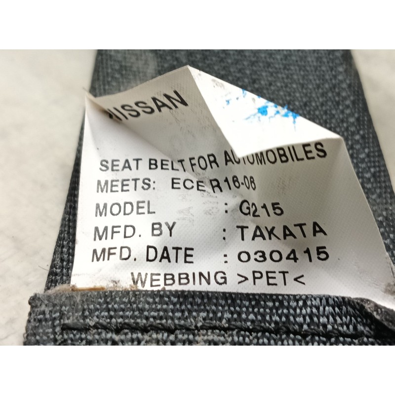 Recambio de cinturon seguridad trasero derecho para nissan qashqai ii suv (j11, j11_) 1.2 dig-t referencia OEM IAM   