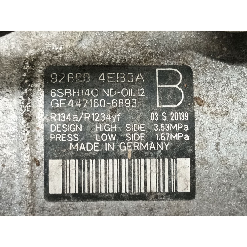 Recambio de compresor aire acondicionado para nissan qashqai ii suv (j11, j11_) 1.2 dig-t referencia OEM IAM   