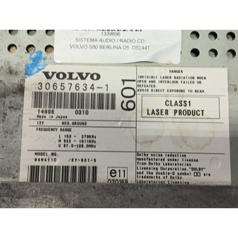 Recambio de sistema audio / radio cd para volvo s80 berlina d5 referencia OEM IAM   