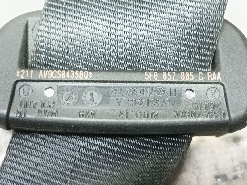 Recambio de cinturon seguridad trasero izquierdo para seat leon (5f1) 2.0 tdi referencia OEM IAM  5F0857805CRAA 