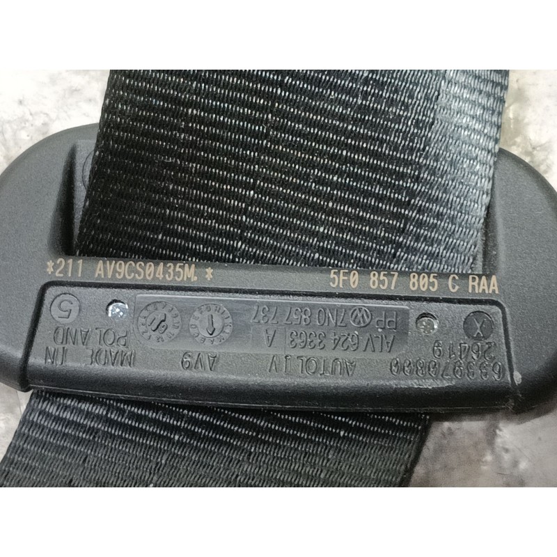 Recambio de cinturon seguridad trasero derecho para seat leon (5f1) 2.0 tdi referencia OEM IAM  5F0857805CRAA 