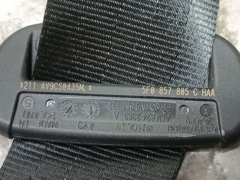 Recambio de cinturon seguridad trasero derecho para seat leon (5f1) 2.0 tdi referencia OEM IAM  5F0857805CRAA 