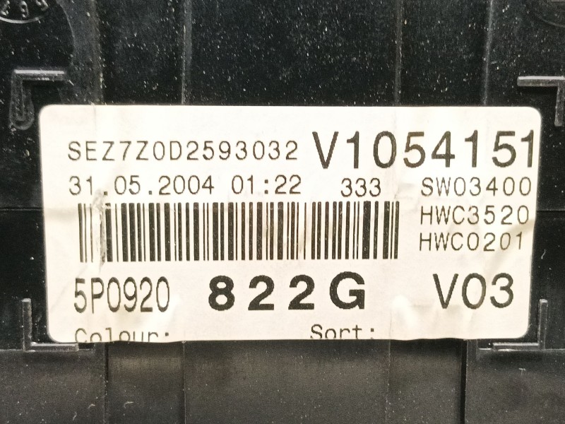 Recambio de cuadro instrumentos para seat altea (5p1) 1.9 tdi referencia OEM IAM 5P0920822GX 5P0920822G 