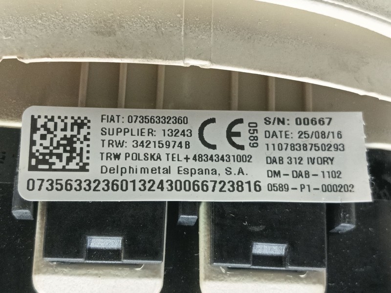 Recambio de airbag delantero izquierdo para fiat 500 (312_) 1.2 (312axa1a) referencia OEM IAM  0589P1000202 