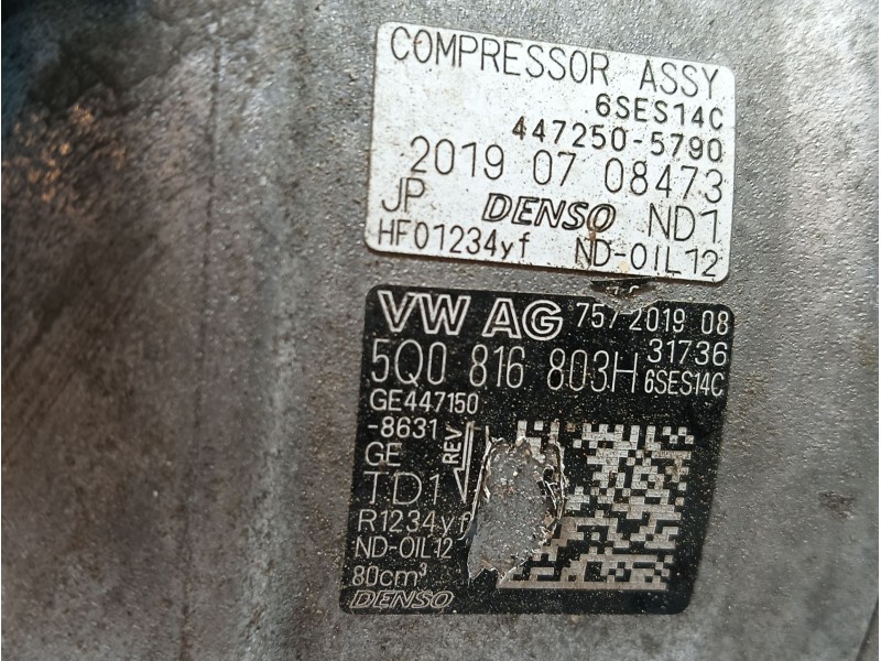 Recambio de compresor aire acondicionado para seat leon (5f1) 2.0 tdi referencia OEM IAM  5Q0816803H 