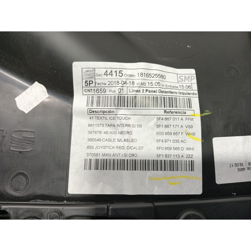 Recambio de guarnecido puerta delantera izquierda para seat leon (5f1) 1.2 tsi referencia OEM IAM   