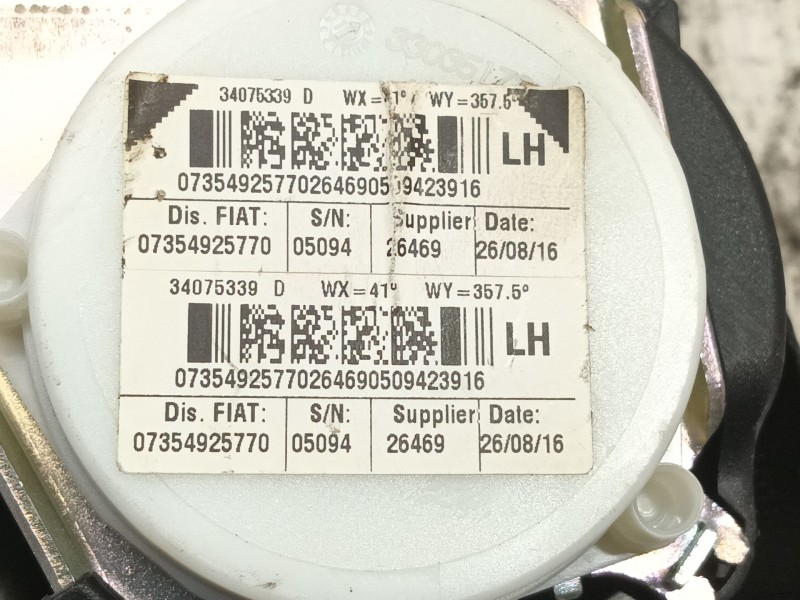Recambio de cinturon seguridad trasero izquierdo para fiat 500 (312_) 1.2 (312axa1a) referencia OEM IAM   