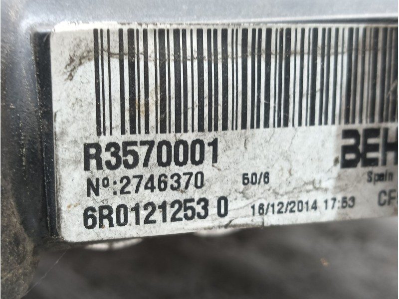 Recambio de radiador agua para skoda rapid spaceback (nh1) 1.6 tdi referencia OEM IAM  6R01212530 