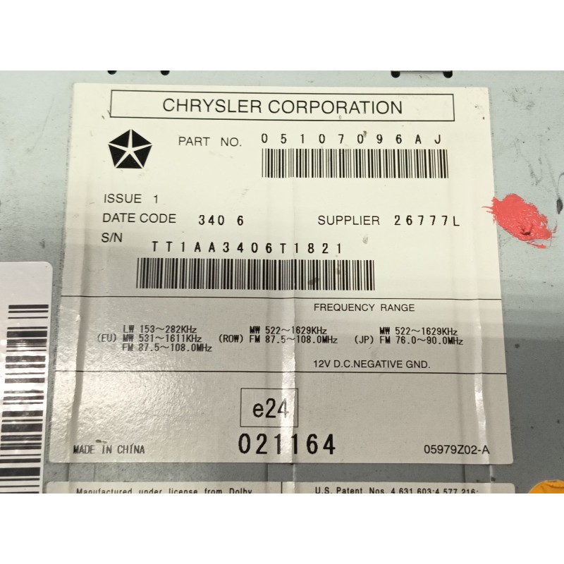 Recambio de sistema audio / radio cd para chrysler sebring (js) 2.0 crd referencia OEM IAM   