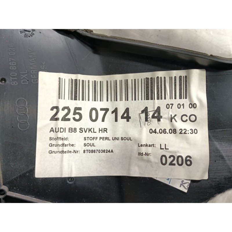 Recambio de guarnecido puerta trasera izquierda para audi a5 (8t3) 1.8 tfsi referencia OEM IAM   