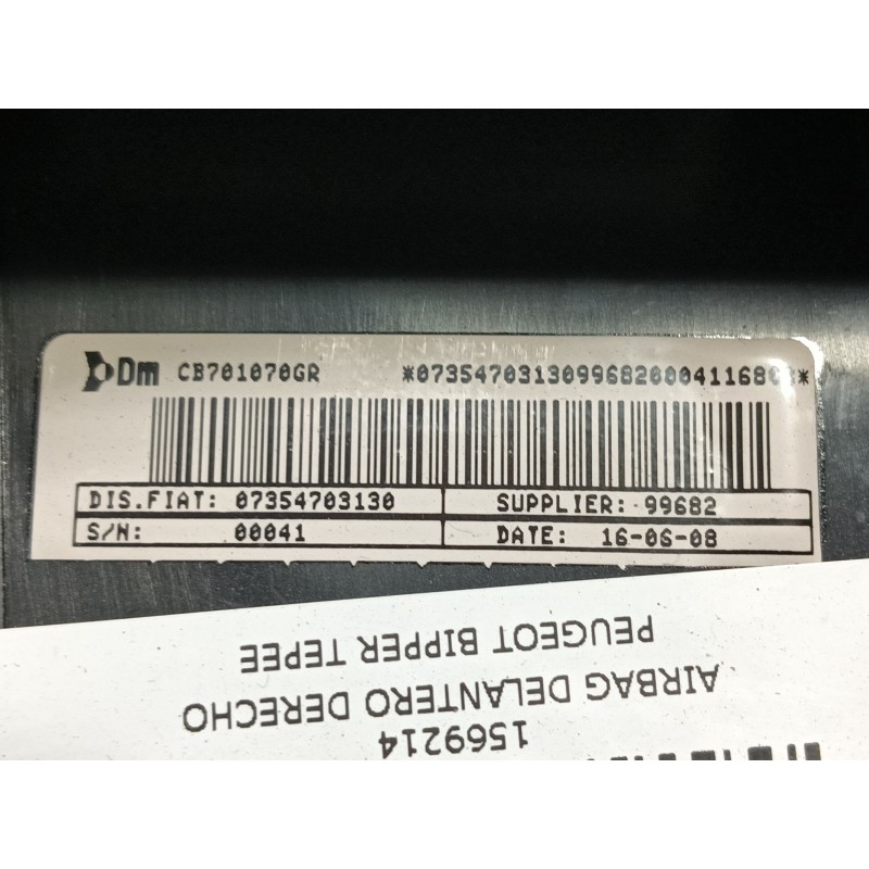 Recambio de airbag delantero derecho para peugeot bipper tepee basis referencia OEM IAM   