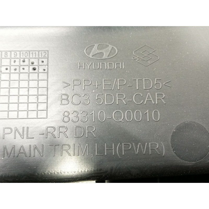 Recambio de guarnecido puerta trasera izquierda para hyundai bayon (bc3) 1.2 mpi referencia OEM IAM   