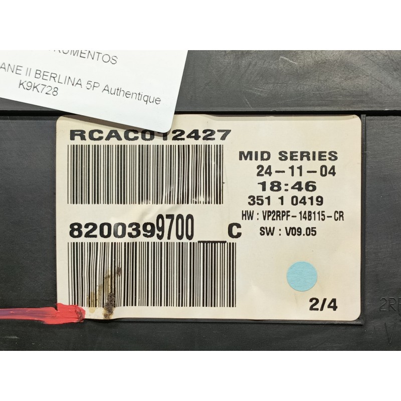 Recambio de cuadro instrumentos para renault megane ii berlina 5p authentique referencia OEM IAM 8200720313 8200399700C 