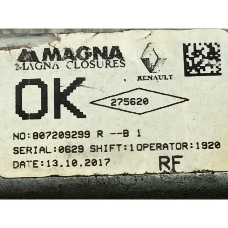 Recambio de elevalunas delantero derecho para dacia logan ii 1.5 dci referencia OEM IAM 807208433R  