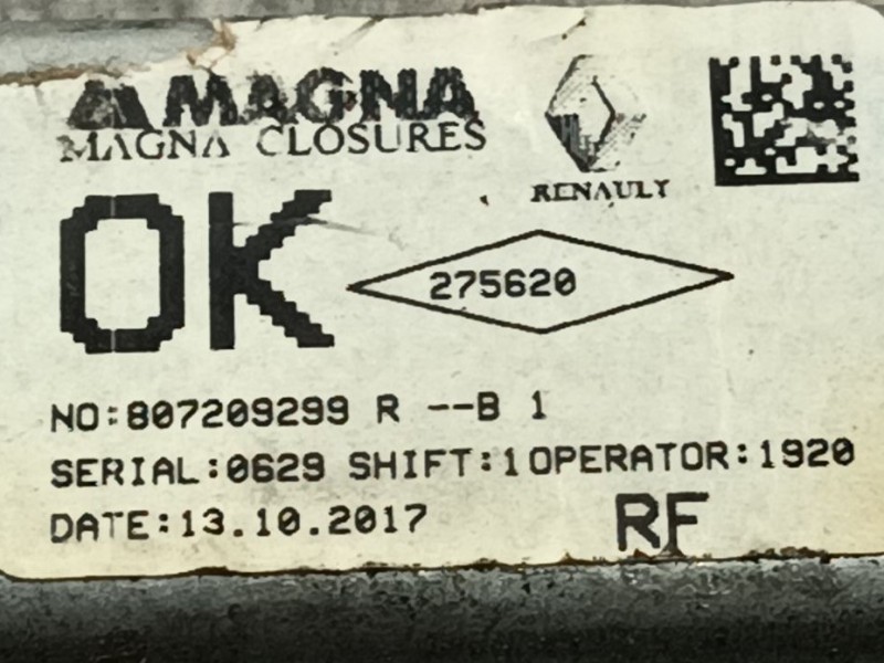 Recambio de elevalunas delantero derecho para dacia logan ii 1.5 dci referencia OEM IAM 807208433R  