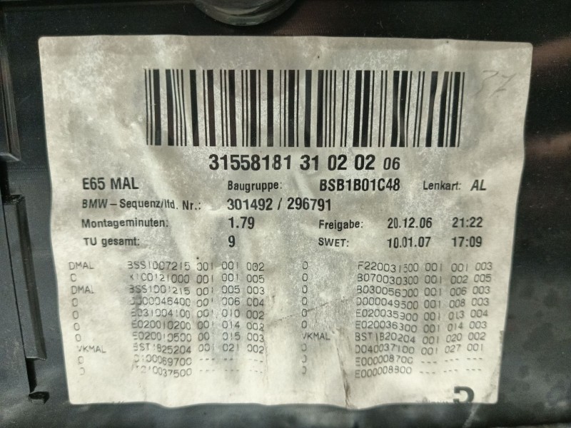 Recambio de apoyabrazos central para bmw 7 (e65, e66, e67) 730 ld referencia OEM IAM   