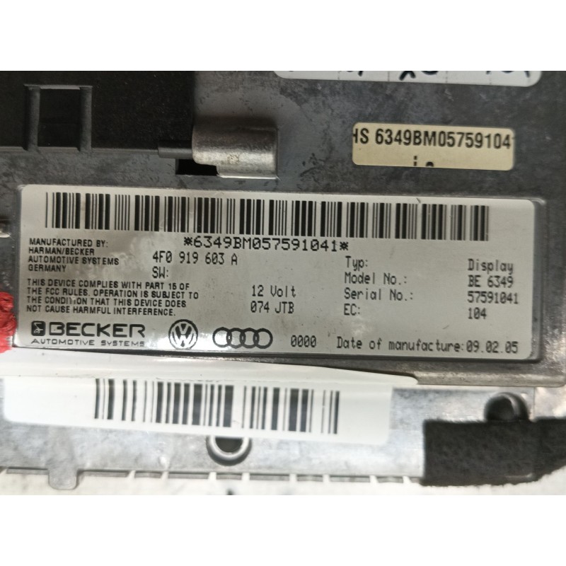 Recambio de sistema audio / radio cd para audi a6 c6 (4f2) 2.7 tdi referencia OEM IAM  4F0919603A 