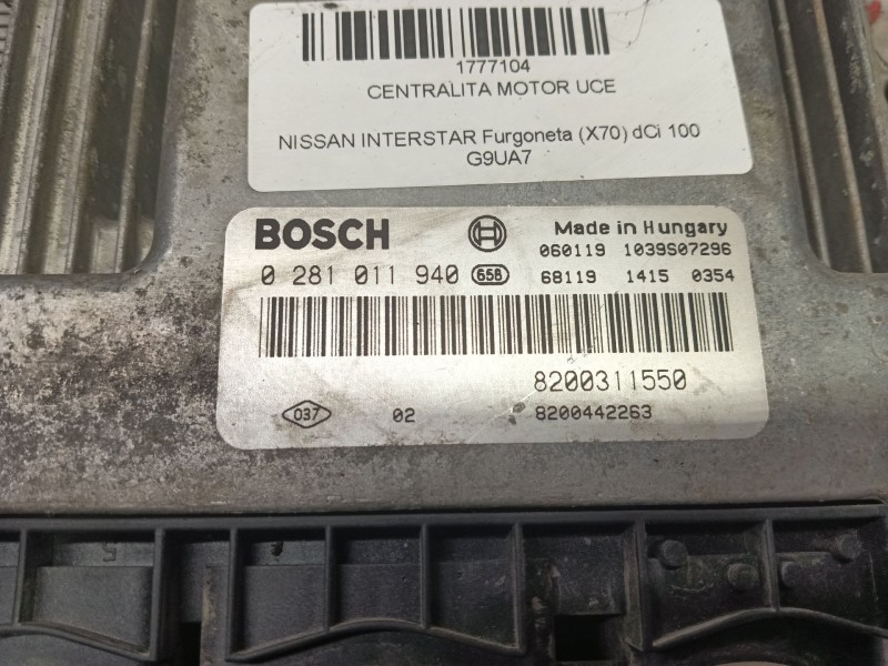 Recambio de centralita motor uce para nissan interstar furgoneta (x70) dci 100 referencia OEM IAM   
