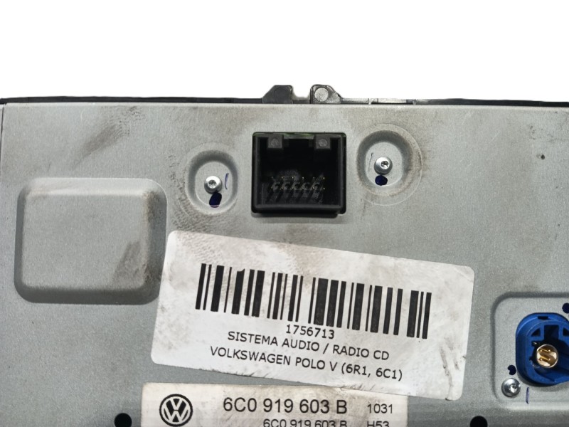 Recambio de sistema audio / radio cd para volkswagen polo v (6r1, 6c1) 1.2 tsi 16v referencia OEM IAM 6C0919603B  