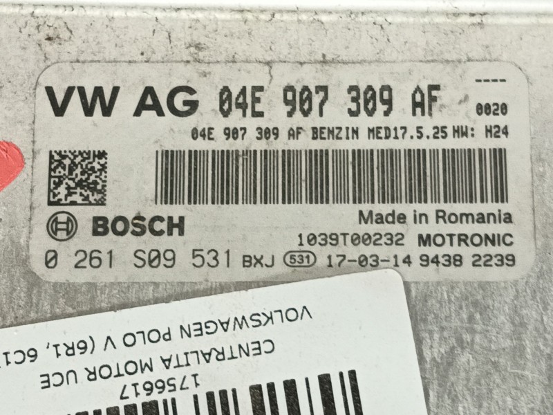 Recambio de centralita motor uce para volkswagen polo v (6r1, 6c1) 1.2 tsi 16v referencia OEM IAM   