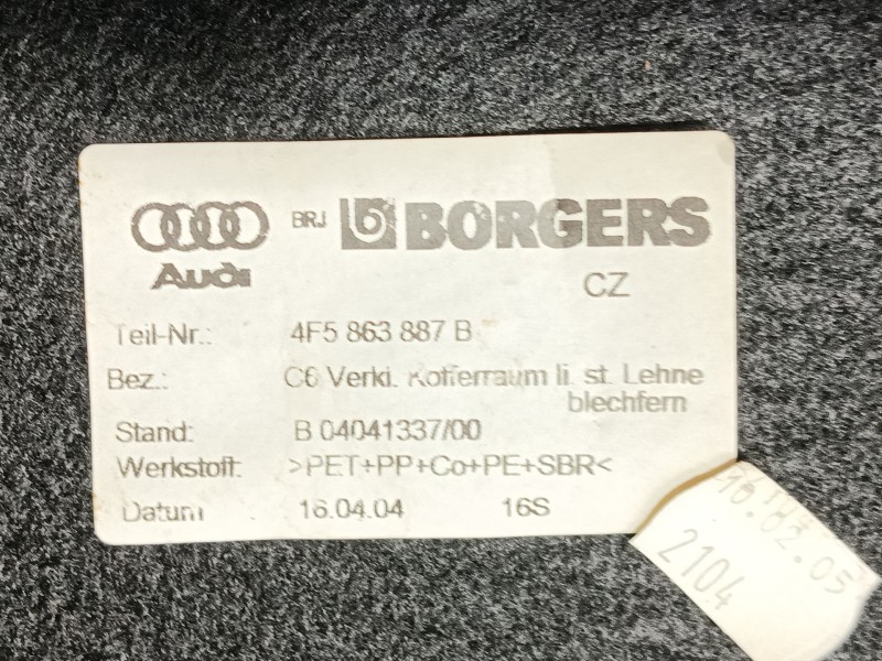 Recambio de guarnecido porton trasero para audi a6 c6 (4f2) 2.7 tdi referencia OEM IAM 4F5863887K36R 4F5863887B 