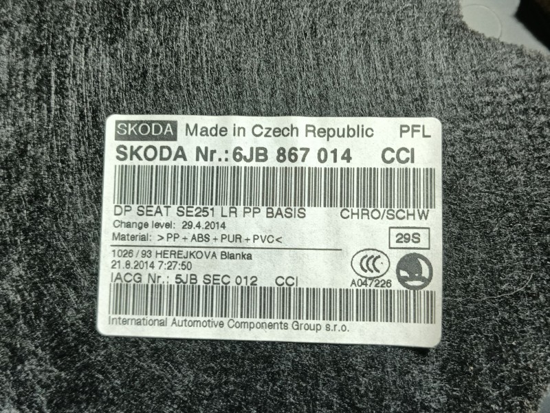 Recambio de guarnecido puerta delantera derecha para seat toledo (kg3) reference referencia OEM IAM   