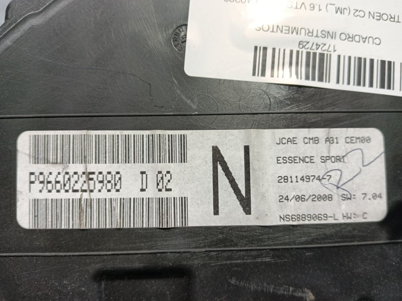 Recambio de cuadro instrumentos para citroën c2 (jm_) 1.6 vts referencia OEM IAM   