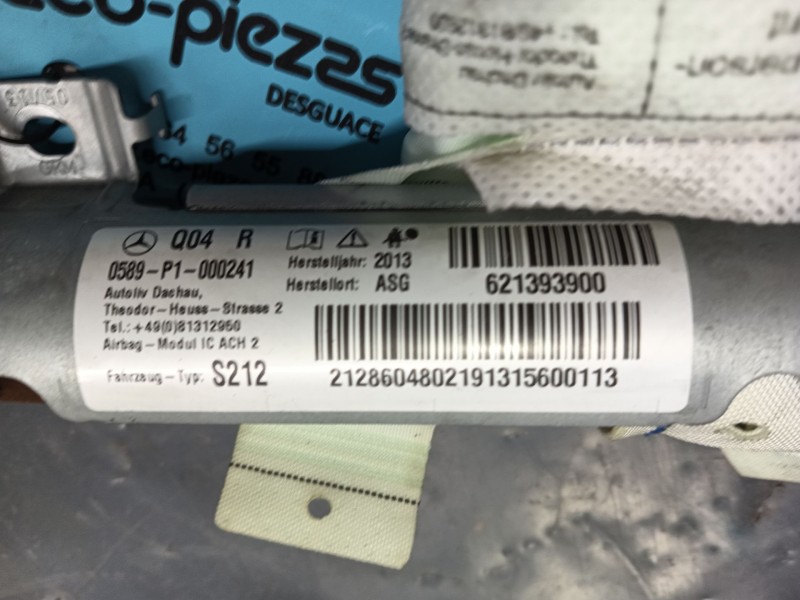 Recambio de airbag cortina delantero derecho para mercedes-benz clase e t-model (s212) e 220 cdi / bluetec (212.202, 212.201) re