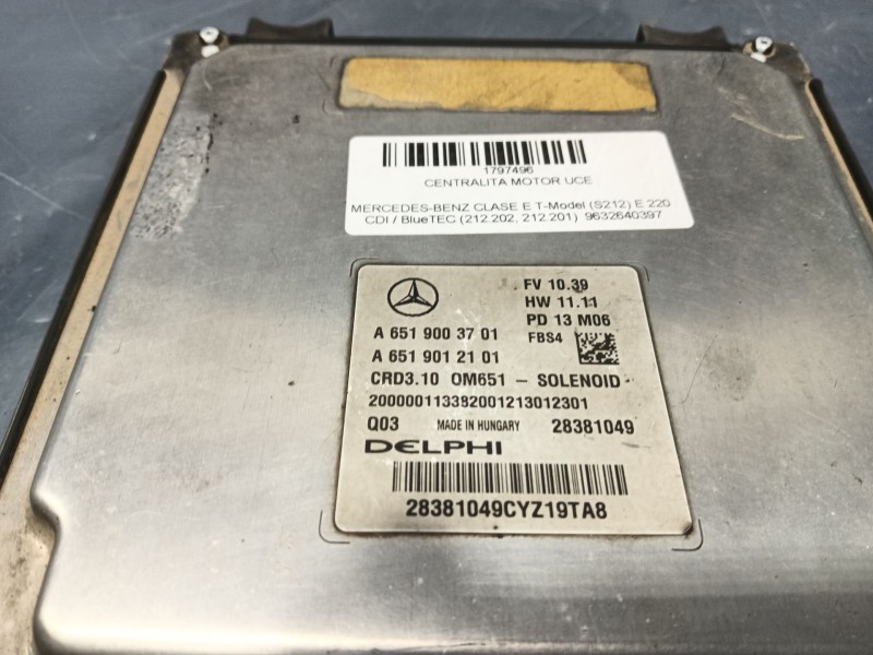Recambio de centralita motor uce para mercedes-benz clase e t-model (s212) e 220 cdi / bluetec (212.202, 212.201) referencia OEM