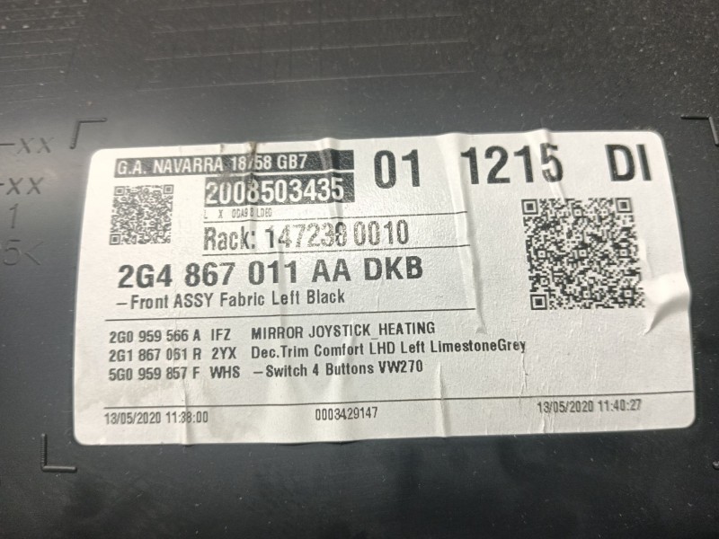 Recambio de guarnecido puerta delantera izquierda para volkswagen polo vi (aw1, bz1, ae1) 1.6 tdi referencia OEM IAM   