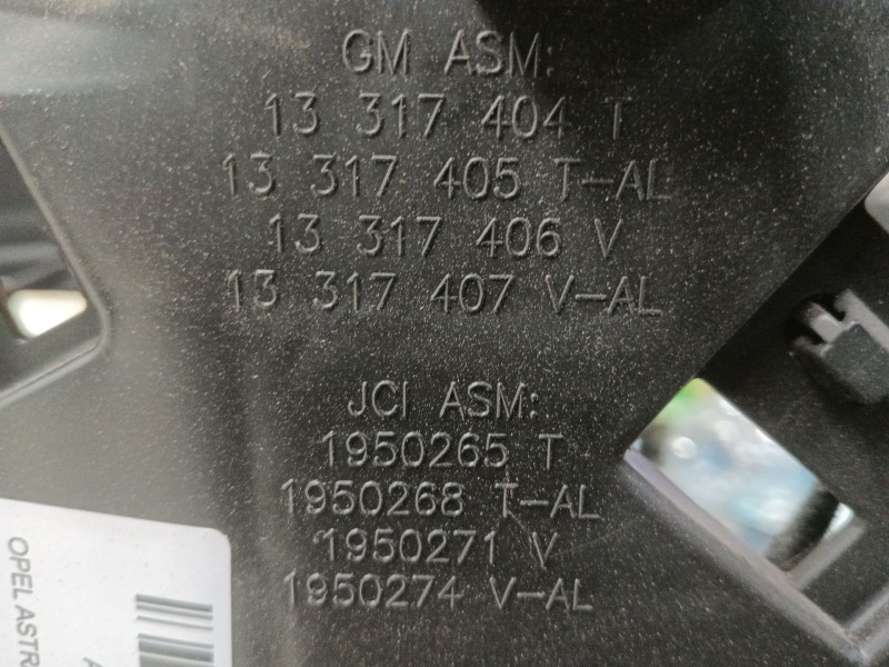 Recambio de apoyabrazos central para opel astra j (p10) 1.7 cdti (68) referencia OEM IAM   