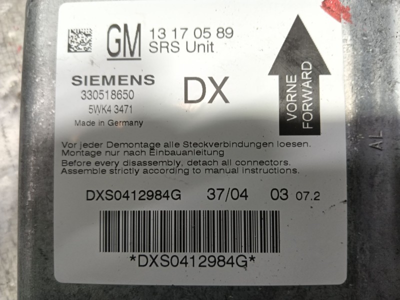 Recambio de centralita airbag para opel vectra c (z02) 1.9 cdti (f69) referencia OEM IAM   