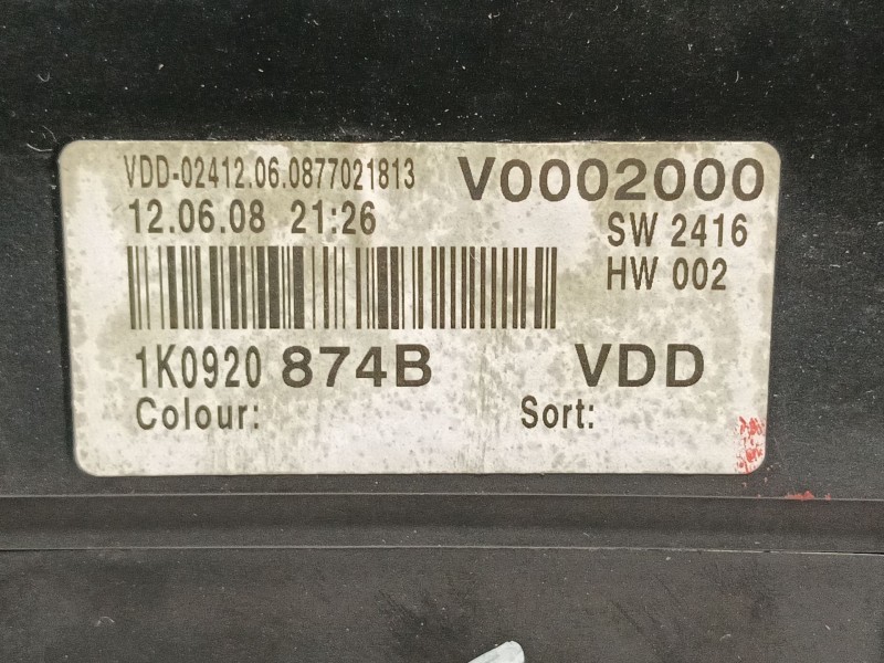 Recambio de cuadro instrumentos para volkswagen golf v (1k1) 1.9 tdi referencia OEM IAM 1K0920874BXZ02 V0002000 