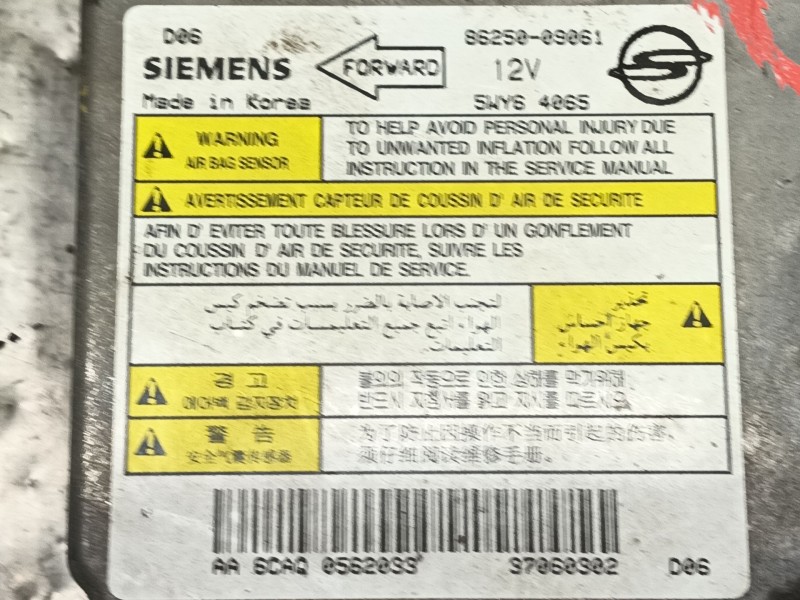 Recambio de centralita airbag para ssangyong kyron 200 xdi limited referencia OEM IAM 8625009061 5WY64065 