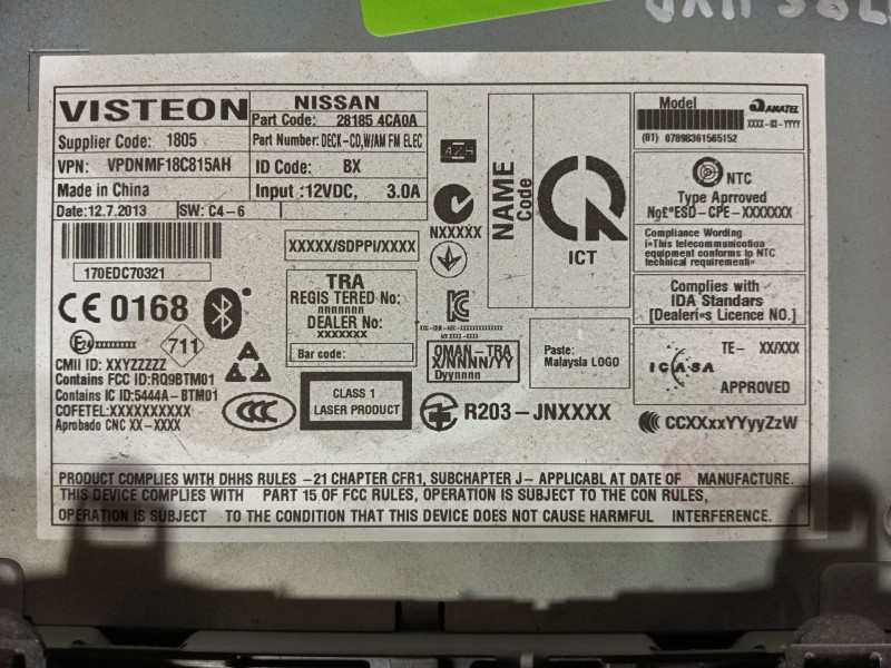 Recambio de sistema audio / radio cd para nissan qashqai ii suv (j11, j11_) 1.5 dci referencia OEM IAM   