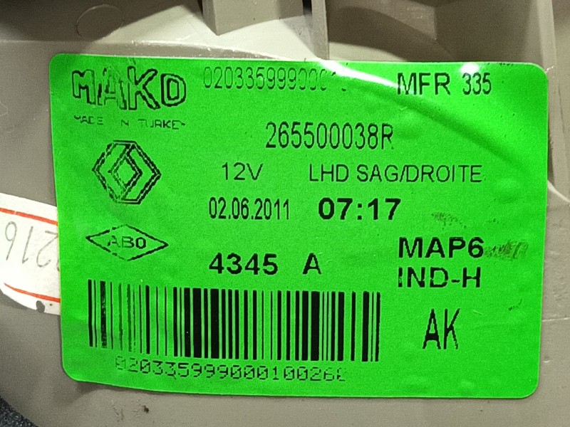 Recambio de piloto trasero derecho interior para renault fluence (l3_) 1.5 dci (l30d, l30l, l306, l33f, l33l, l33m, l33v, l33w) 