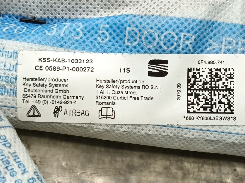 Recambio de airbag cortina delantero izquierdo para seat leon (5f1) 2.0 tdi referencia OEM IAM 5F4880741 5F4880741 