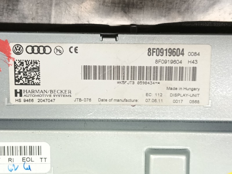 Recambio de pantalla multifuncion para audi a4 b8 (8k2) 2.0 tfsi referencia OEM IAM   
