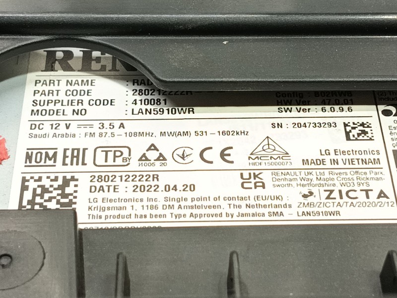 Recambio de sistema audio / radio cd para dacia jogger (rk_) 1.0 tce 110 (rkmd) referencia OEM IAM   