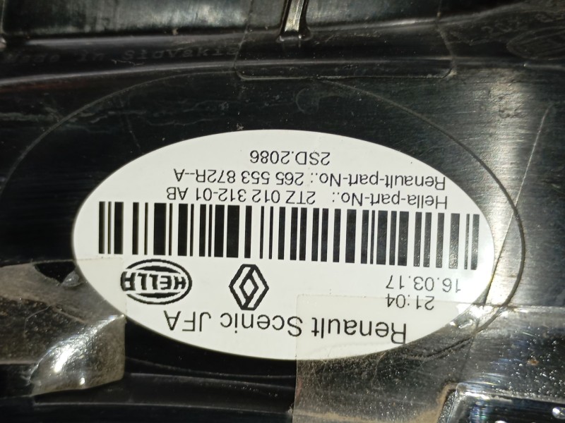 Recambio de piloto trasero izquierdo interior para renault scénic iv (j9_) 1.5 dci 110 referencia OEM IAM 265553872R  