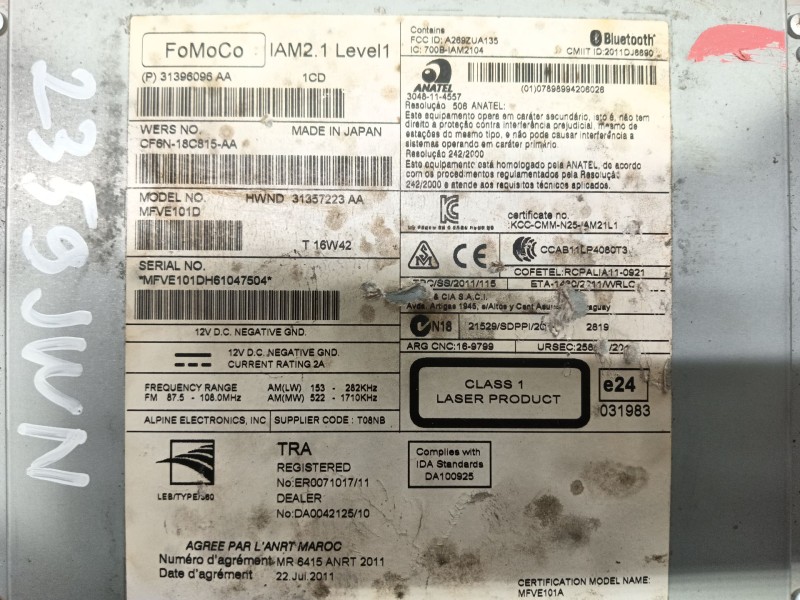 Recambio de sistema audio / radio cd para volvo v40 hatchback (525) d2 referencia OEM IAM   