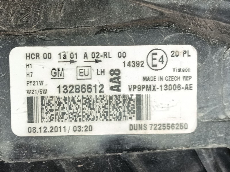 Recambio de faro izquierdo para opel meriva b monospace (s10) 1.7 cdti (75) referencia OEM IAM  13286612 