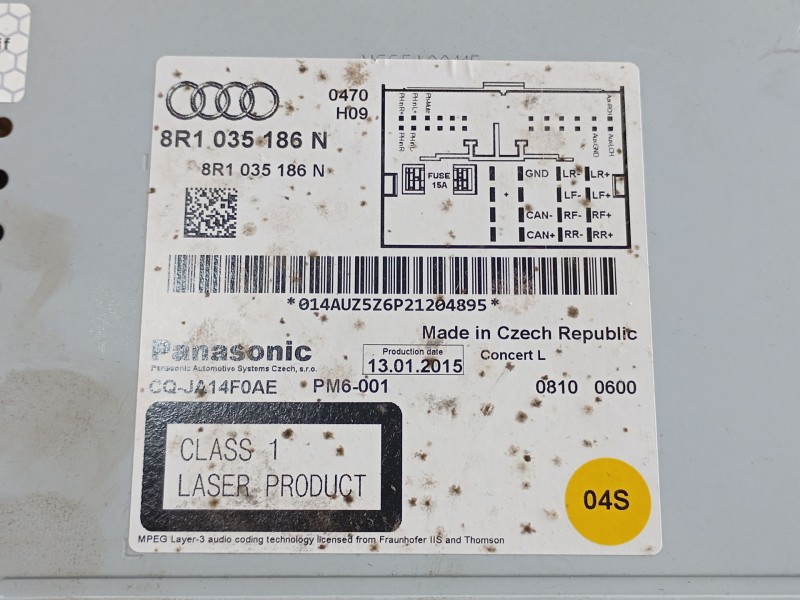 Recambio de sistema audio / radio cd para audi a4 b8 (8k2) 2.0 tdi referencia OEM IAM   