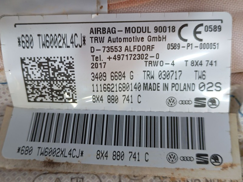 Recambio de airbag cortina delantero izquierdo para audi a1 sportback (8xa, 8xf) 1.4 tfsi referencia OEM IAM   
