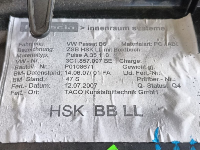 Recambio de guantera para volkswagen passat b6 (3c2) 2.0 tdi referencia OEM IAM   