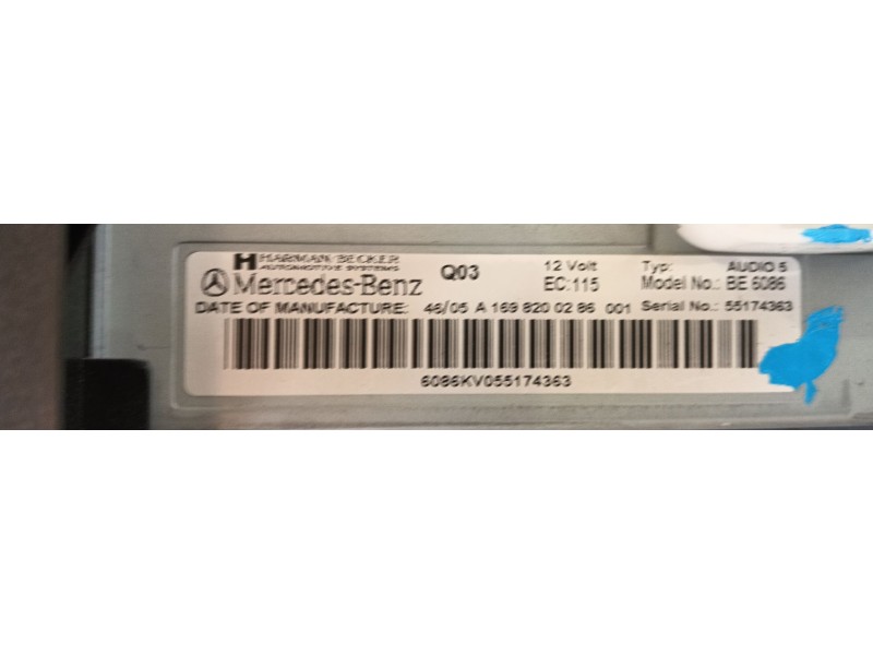 Recambio de sistema audio / radio cd para mercedes-benz clase b sports tourer (w245) b 180 cdi (245.207) referencia OEM IAM   