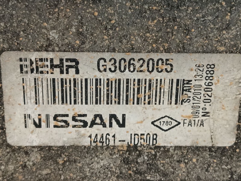 Recambio de intercooler para nissan qashqai i (j10, nj10) 1.5 dci referencia OEM IAM 14461BB30A 14461JD50B 