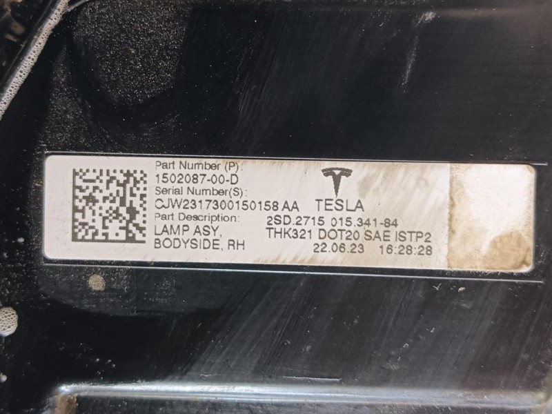 Recambio de piloto trasero derecho para tesla model y (5yjy) ev a las 4 ruedas referencia OEM IAM 150208700D 150208700D 