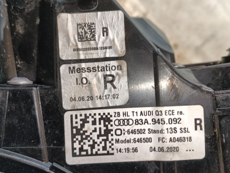 Recambio de piloto trasero derecho para audi q3 (f3b) 35 tdi referencia OEM IAM 83A945092 646502 